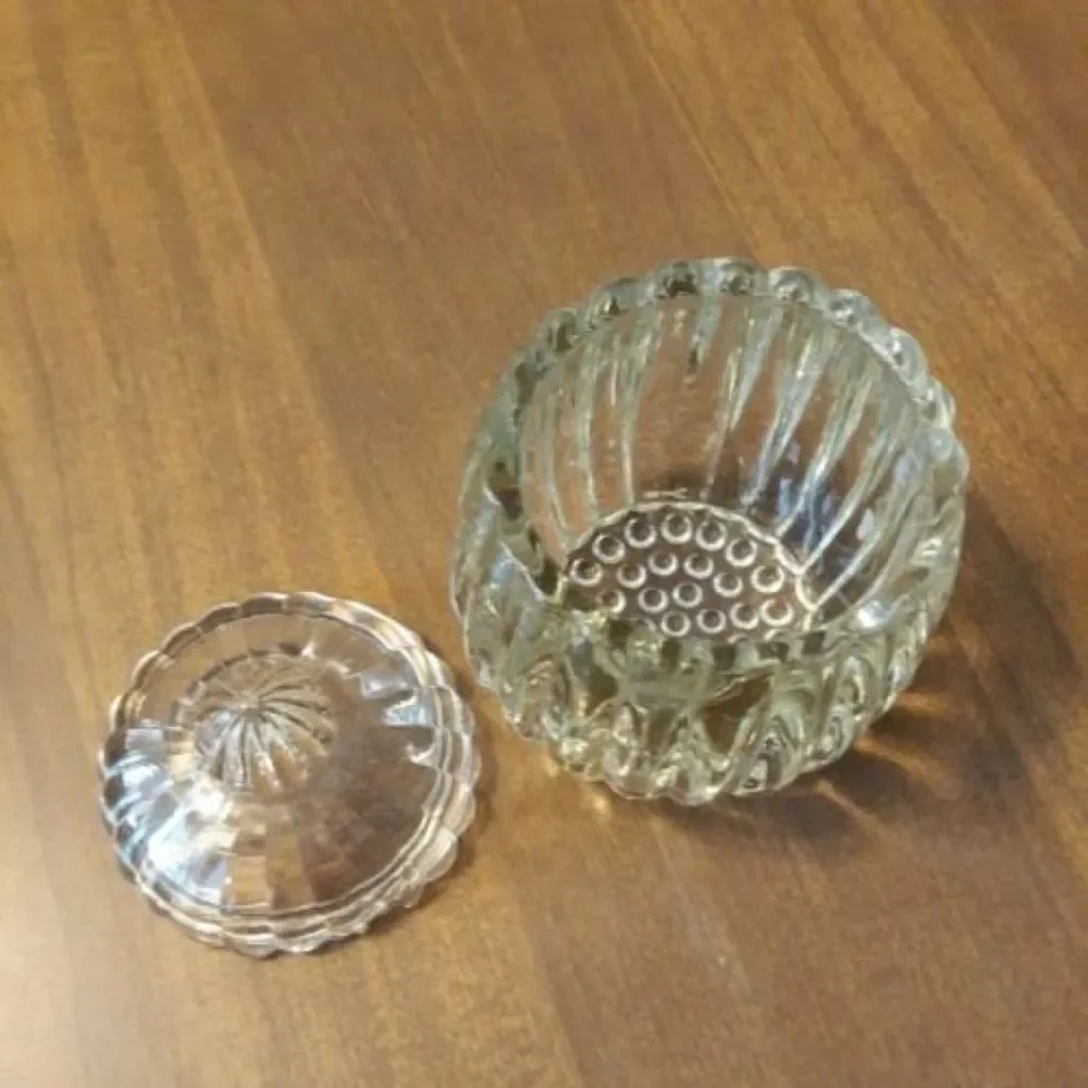 Jeannette Glass Relish Jar with Lid National Clear Ribbed & Dot Design